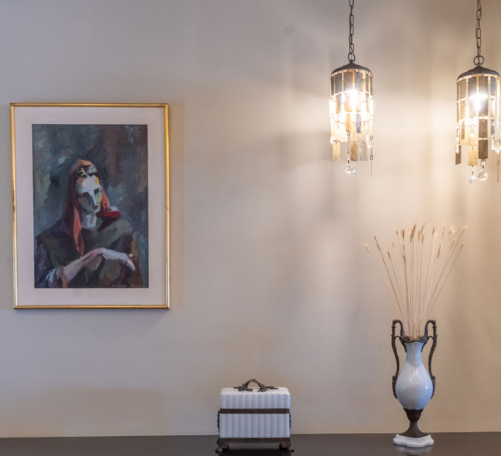 Art and chandeliers